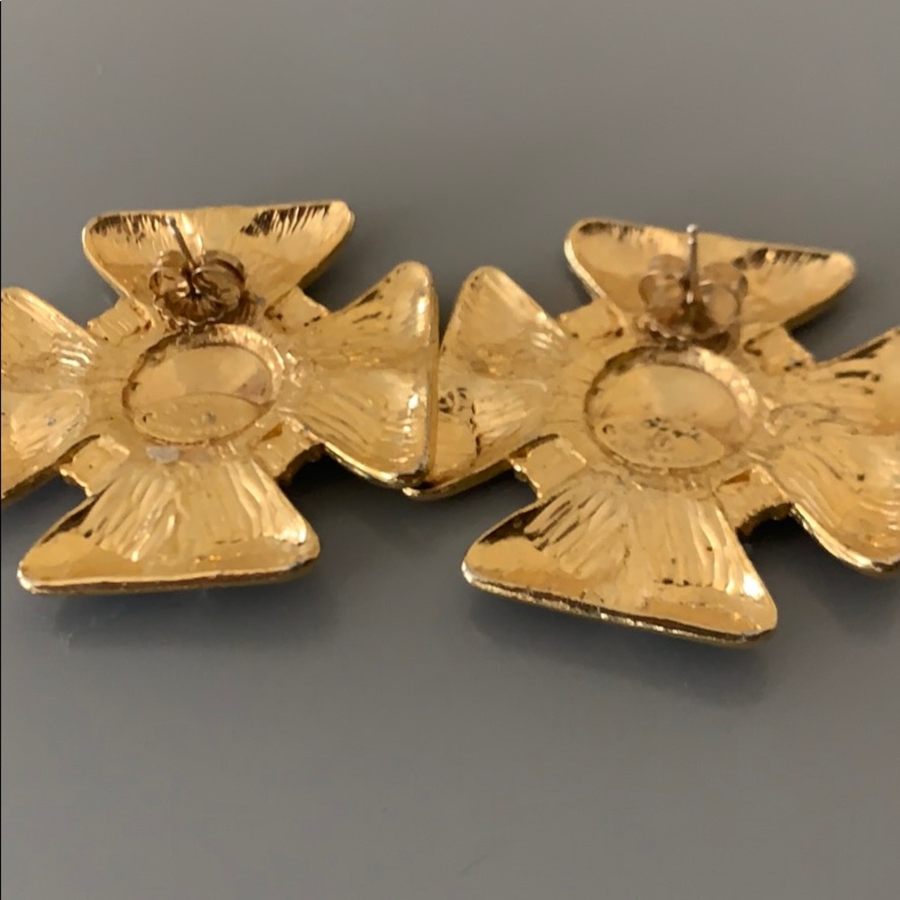 Vintage Chanel Gold & Crystal Post Earrings - Picture 6 of 7